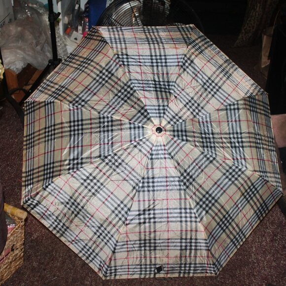Vintage Folding Nova Check Tartan Plaid Umbrella Unisex - Picture 1 of 8